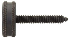 Vlier - 3/8-16 Knurled Shoulderless Swivel Pad Tip Steel Thumb Screw - 2-1/2" OAL, 1-1/4" Head Diam x 1/2" Head Height, Black Oxide Finish - USA Tool & Supply