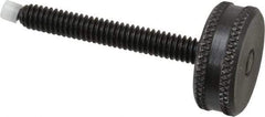 Vlier - 1/4-20 Knurled Shoulderless Swivel Pad Tip Steel Thumb Screw - 2-3/8" OAL, 1" Head Diam x 3/8" Head Height, Black Oxide Finish - USA Tool & Supply