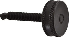 Vlier - 1/4-20 Knurled Shoulderless Swivel Pad Tip Steel Thumb Screw - 1-7/8" OAL, 1" Head Diam x 3/8" Head Height, Black Oxide Finish - USA Tool & Supply