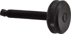 Vlier - 5/16-18 Knurled Shoulderless Swivel Pad Tip Steel Thumb Screw - 2-7/16" OAL, 1-1/8" Head Diam x 7/16" Head Height, Black Oxide Finish - USA Tool & Supply