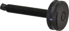 Vlier - 3/8-16 Knurled Shoulderless Swivel Pad Tip Steel Thumb Screw - 3" OAL, 1-1/4" Head Diam x 1/2" Head Height, Black Oxide Finish - USA Tool & Supply