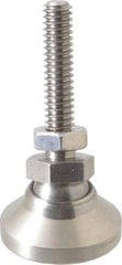 Vlier - 1/4-20 Bolt Thread, Studded Pivotal Stud Mount Leveling Pad & Mount - 1,100 Max Lb Capacity, 1" Base Diam - USA Tool & Supply