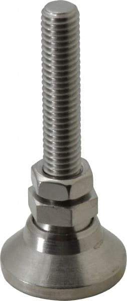 Vlier - 3/8-16 Bolt Thread, Studded Pivotal Stud Mount Leveling Pad & Mount - 3,750 Max Lb Capacity, 1-1/4" Base Diam - USA Tool & Supply