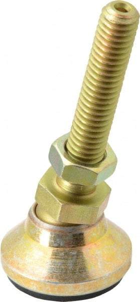 Vlier - 3/8-16 Bolt Thread, Studded Pivotal Stud Mount Leveling Pad & Mount - 2,800 Max Lb Capacity, 1-1/4" Base Diam - USA Tool & Supply