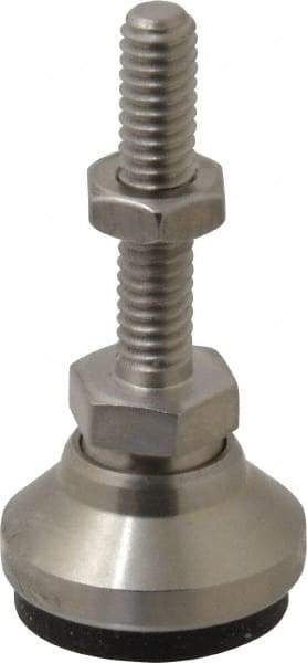 Vlier - 1/4-20 Bolt Thread, Studded Pivotal Stud Mount Leveling Pad & Mount - 1,400 Max Lb Capacity, 1" Base Diam - USA Tool & Supply