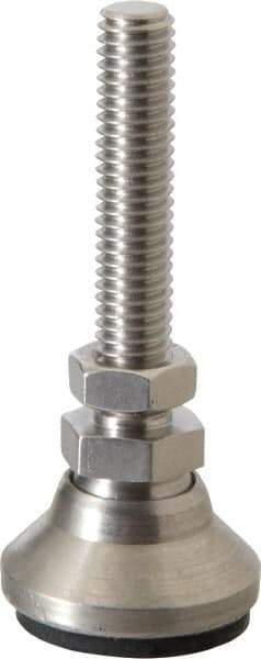 Vlier - 3/8-16 Bolt Thread, Studded Pivotal Stud Mount Leveling Pad & Mount - 3,750 Max Lb Capacity, 1-1/4" Base Diam - USA Tool & Supply