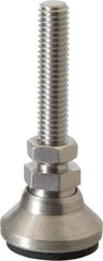 Vlier - 3/8-16 Bolt Thread, Studded Pivotal Stud Mount Leveling Pad & Mount - 3,750 Max Lb Capacity, 1-1/4" Base Diam - USA Tool & Supply