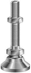 Vlier - 1/4-20 Bolt Thread, Studded Pivotal Stud Mount Leveling Pad & Mount - 800 Max Lb Capacity, 1" Base Diam - USA Tool & Supply