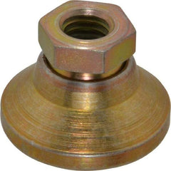Vlier - 3750 Lb Capacity, 3/8-16 Thread, 7/8" OAL, Steel Stud, Tapped Pivotal Socket Mount Leveling Pad - 1-1/4" Base Diam, Steel Pad, 5/8" Hex - USA Tool & Supply