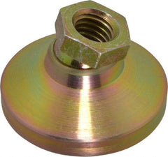 Vlier - 5000 Lb Capacity, 1/2-13 Thread, 1-1/8" OAL, Steel Stud, Tapped Pivotal Socket Mount Leveling Pad - 1-7/8" Base Diam, Steel Pad, 3/4" Hex - USA Tool & Supply