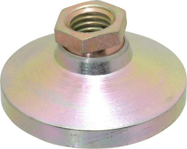 Vlier - 6000 Lb Capacity, 5/8-11 Thread, 1-1/4" OAL, Steel Stud, Tapped Pivotal Socket Mount Leveling Pad - 2-1/2" Base Diam, Steel Pad, 7/8" Hex - USA Tool & Supply