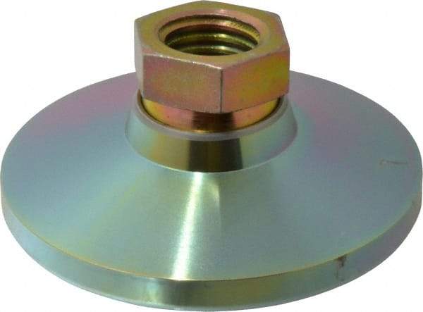 Vlier - 22000 Lb Capacity, 1-8 Thread, 1-7/8" OAL, Steel Stud, Tapped Pivotal Socket Mount Leveling Pad - 4" Base Diam, Steel Pad, 1-3/8" Hex - USA Tool & Supply