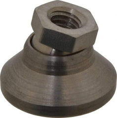 Vlier - 3750 Lb Capacity, 3/8-16 Thread, 7/8" OAL, Stainless Steel Stud, Tapped Pivotal Socket Mount Leveling Pad - 1-1/4" Base Diam, Stainless Steel Pad, 5/8" Hex - USA Tool & Supply