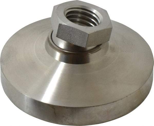 Vlier - 7200 Lb Capacity, 3/4-10 Thread, 1-1/2" OAL, Stainless Steel Stud, Tapped Pivotal Socket Mount Leveling Pad - 3" Base Diam, Stainless Steel Pad, 1-1/16" Hex - USA Tool & Supply