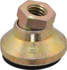Vlier - 2800 Lb Capacity, 3/8-16 Thread, 7/8" OAL, Steel Stud, Tapped Pivotal Socket Mount Leveling Pad - 1-1/4" Base Diam, Elastomer Pad, 5/8" Hex - USA Tool & Supply