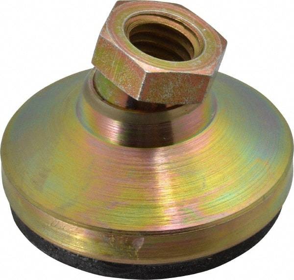 Vlier - 3750 Lb Capacity, 1/2-13 Thread, 1-1/8" OAL, Steel Stud, Tapped Pivotal Socket Mount Leveling Pad - 1-7/8" Base Diam, Elastomer Pad, 3/4" Hex - USA Tool & Supply