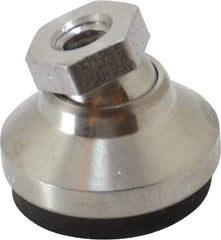 Vlier - 800 Lb Capacity, 1/4-20 Thread, 45/64" OAL, Stainless Steel Stud, Tapped Pivotal Socket Mount Leveling Pad - 1" Base Diam, Elastomer Pad, 1/2" Hex - USA Tool & Supply