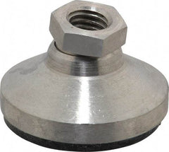 Vlier - 3750 Lb Capacity, 1/2-13 Thread, 1-1/8" OAL, Stainless Steel Stud, Tapped Pivotal Socket Mount Leveling Pad - 1-7/8" Base Diam, Elastomer Pad, 3/4" Hex - USA Tool & Supply