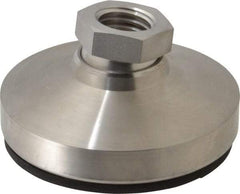 Vlier - 5400 Lb Capacity, 3/4-10 Thread, 1-1/2" OAL, Stainless Steel Stud, Tapped Pivotal Socket Mount Leveling Pad - 3" Base Diam, Elastomer Pad, 1-1/16" Hex - USA Tool & Supply