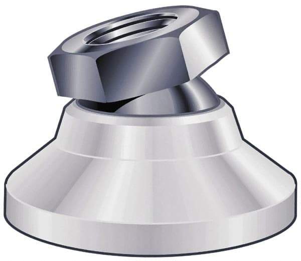 Vlier - 150 Lb Capacity, 10-32 Thread, 17/32" OAL, Steel Stud, Tapped Pivotal Socket Mount Leveling Pad - 3/4" Base Diam, Delrin Pad, 3/8" Hex - USA Tool & Supply