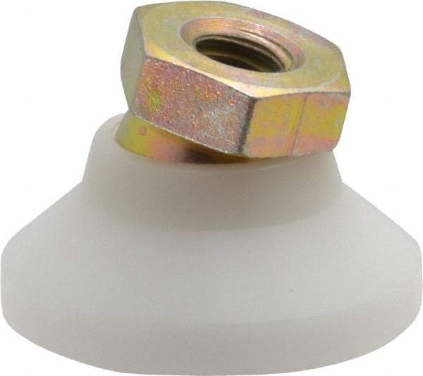 Vlier - 200 Lb Capacity, 1/4-20 Thread, 45/64" OAL, Steel Stud, Tapped Pivotal Socket Mount Leveling Pad - 1" Base Diam, Delrin Pad, 1/2" Hex - USA Tool & Supply