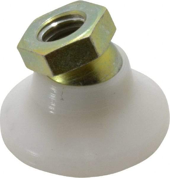 Vlier - 300 Lb Capacity, 3/8-16 Thread, 7/8" OAL, Steel Stud, Tapped Pivotal Socket Mount Leveling Pad - 1-1/4" Base Diam, Delrin Pad, 5/8" Hex - USA Tool & Supply