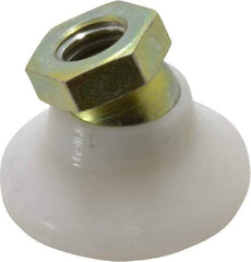Vlier - 300 Lb Capacity, 3/8-16 Thread, 7/8" OAL, Steel Stud, Tapped Pivotal Socket Mount Leveling Pad - 1-1/4" Base Diam, Delrin Pad, 5/8" Hex - USA Tool & Supply