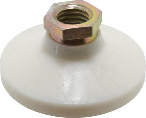 Vlier - 1200 Lb Capacity, 5/8-11 Thread, 1-1/4" OAL, Steel Stud, Tapped Pivotal Socket Mount Leveling Pad - 2-1/2" Base Diam, Delrin Pad, 7/8" Hex - USA Tool & Supply