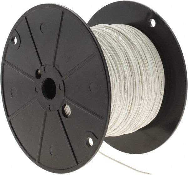 Alpha Wire - 22 AWG, 7 Strand, 305 m OAL, Tinned Copper Hook Up Wire - White PVC Jacket, 0.062" Diam - USA Tool & Supply