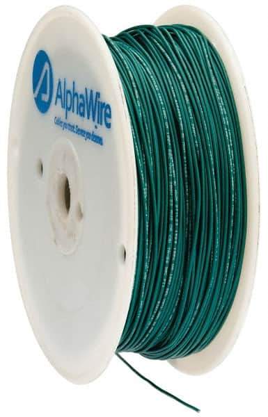 Alpha Wire - 22 AWG, 1 Strand, 305 m OAL, Tinned Copper Hook Up Wire - Green PVC Jacket, 0.057" Diam - USA Tool & Supply