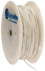 Alpha Wire - 22 AWG, 1 Strand, 305 m OAL, Tinned Copper Hook Up Wire - White PVC Jacket, 0.057" Diam - USA Tool & Supply