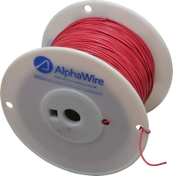 Alpha Wire - 20 AWG, 10 Strand, 305 m OAL, Tinned Copper Hook Up Wire - Red PVC Jacket, 0.069" Diam - USA Tool & Supply