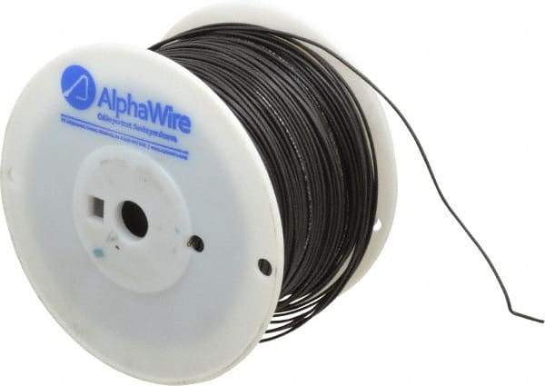 Alpha Wire - 18 AWG, 1 Strand, 305 m OAL, Tinned Copper Hook Up Wire - Black PVC Jacket, 0.072" Diam - USA Tool & Supply