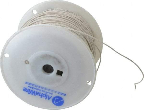 Alpha Wire - 18 AWG, 1 Strand, 305 m OAL, Tinned Copper Hook Up Wire - White PVC Jacket, 0.072" Diam - USA Tool & Supply