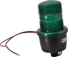 Federal Signal Corp - 12 to 48 VDC, 4X NEMA Rated, Strobe Tube, Green, Low Profile Mini Strobe Light - 65 to 95 Flashes per min, 1/2 Inch Pipe, 3-1/8 Inch Diameter, 5.8 Inch High, IP66 Ingress Rating, Pipe Mount - USA Tool & Supply