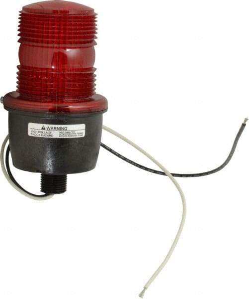 Federal Signal Corp - 120 VAC, 4X NEMA Rated, Strobe Tube, Red, Low Profile Mini Strobe Light - 65 to 95 Flashes per min, 1/2 Inch Pipe, 3-1/8 Inch Diameter, 5.8 Inch High, IP66 Ingress Rating, Pipe Mount - USA Tool & Supply