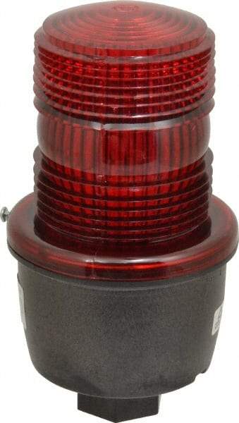 Federal Signal Corp - 120 VAC, 4X NEMA Rated, Strobe Tube, Red, Low Profile Mini Strobe Light - 65 to 95 Flashes per min, 1/2 Inch Pipe, 3-1/8 Inch Diameter, 5.7 Inch High, IP66 Ingress Rating, Pipe Mount - USA Tool & Supply