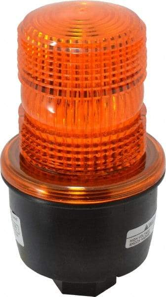 Federal Signal Corp - 12 to 48 VDC, 4X NEMA Rated, Strobe Tube, Amber, Low Profile Mini Strobe Light - 65 to 95 Flashes per min, 1/2 Inch Pipe, 3-1/8 Inch Diameter, 5.7 Inch High, IP66 Ingress Rating, Pipe Mount - USA Tool & Supply