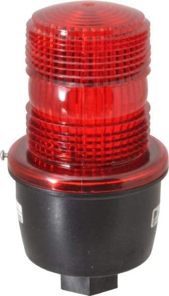 Federal Signal Corp - 12 to 48 VDC, 4X NEMA Rated, Strobe Tube, Red, Low Profile Mini Strobe Light - 65 to 95 Flashes per min, 1/2 Inch Pipe, 3-1/8 Inch Diameter, 5.7 Inch High, IP66 Ingress Rating, Pipe Mount - USA Tool & Supply