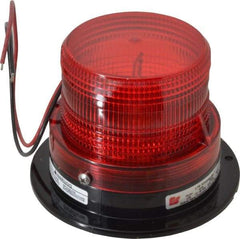 Federal Signal Corp - 12 to 48 VDC, 4X NEMA Rated, Strobe Tube, Red, Low Profile Mini Strobe Light - 65-95 Flashes per min, 5 Inch Diameter, 3-5/8 Inch High, IP65 Ingress Rating, Surface Mount - USA Tool & Supply