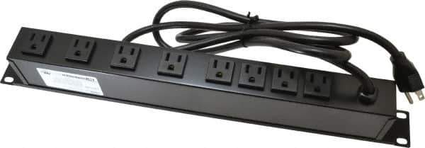 Wiremold - 8 Outlets, 120 Volts, 15 Amps, 6' Cord, Power Outlet Strip - Rack Mount, 5-15 NEMA Configuration, 19" Strip, CSA Certified, UL Recognized - USA Tool & Supply
