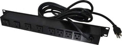 Wiremold - 8 Outlets, 120 Volts, 15 Amps, 15' Cord, Power Outlet Strip - Rack Mount, 5-15 NEMA Configuration, 19" Strip, CSA Certified, UL Recognized - USA Tool & Supply