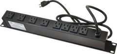 Wiremold - 8 Outlets, 120 Volts, 15 Amps, 6' Cord, Power Outlet Strip - 1 Circuits, Rack Mount, 5-15R NEMA Configuration, 19" Strip, cULus, UL Listed File 1449 - USA Tool & Supply