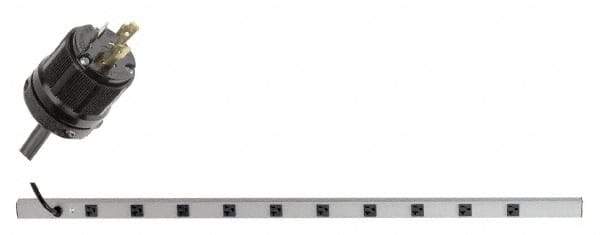Wiremold - 10 Outlets, 120 Volts, 20 Amps, 6' Cord, Power Outlet Strip - Rack Mount, L5-20P NEMA Configuration, 48" Strip, cULus, UL Listed File 1449 - USA Tool & Supply