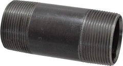 Value Collection - Schedule 40, 1-1/2" Diam x 4" Long Steel Black Pipe Nipple - Threaded - USA Tool & Supply