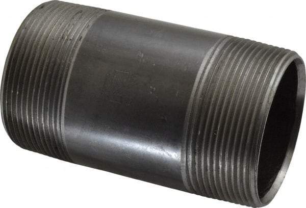 Value Collection - Schedule 40, 2" Diam x 4" Long Steel Black Pipe Nipple - Threaded - USA Tool & Supply