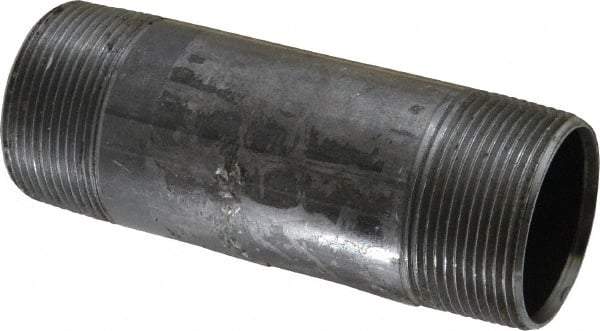 Value Collection - Schedule 40, 1-1/2" Diam x 5" Long Steel Black Pipe Nipple - Threaded - USA Tool & Supply