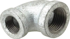 B&K Mueller - Class 150, 1/2 x 3/8" Galvanized Pipe 90° Reducing Elbow - Threaded, Malleable Iron - USA Tool & Supply