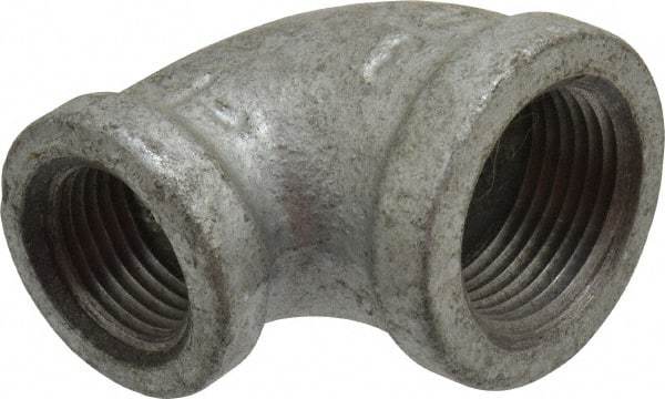 B&K Mueller - Class 150, 3/4 x 1/2" Galvanized Pipe 90° Reducing Elbow - Threaded, Malleable Iron - USA Tool & Supply