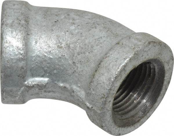 B&K Mueller - Class 150, 3/8" Galvanized Pipe 45° Elbow - Threaded, Malleable Iron - USA Tool & Supply